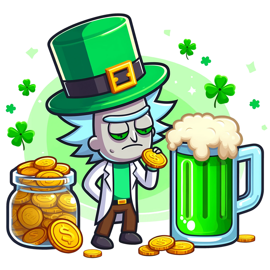 Rick And Beer Drinking Saint Patrick Day Design - DTF Ready To Press