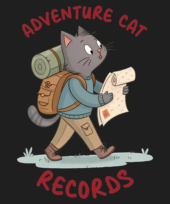 Adventure Cat Records DTF Transfer Ready to Press