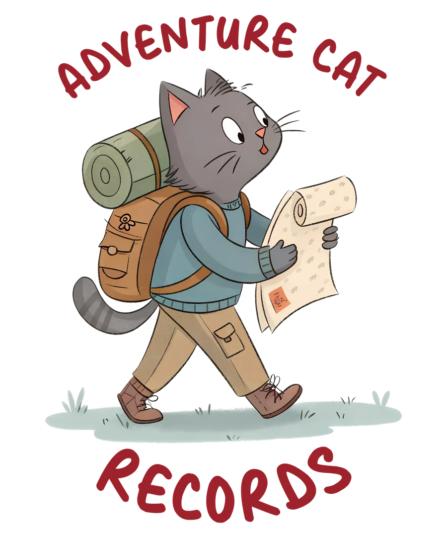 Adventure Cat Records DTF Transfer zum Aufpressen bereit