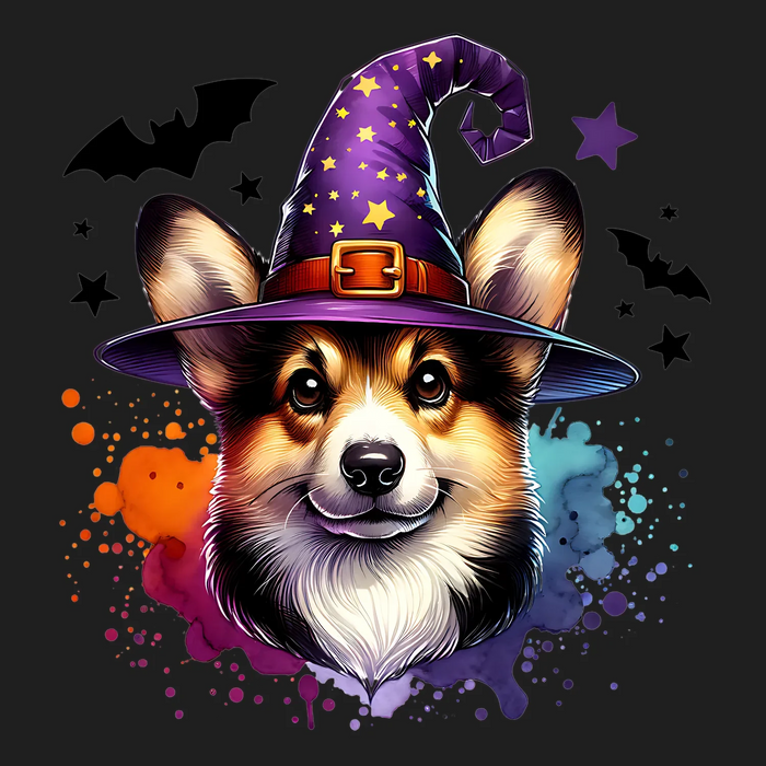 Wizard Corgi DTF-Transfer, bügelfertig
