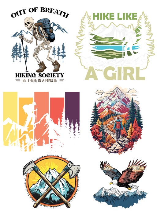 Wild Hiking - Adventure  - DTF Transfer Bundle - Ready to Press