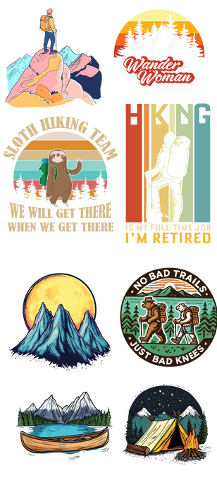 Wild Hiking - Adventure  - DTF Transfer Bundle - Ready to Press