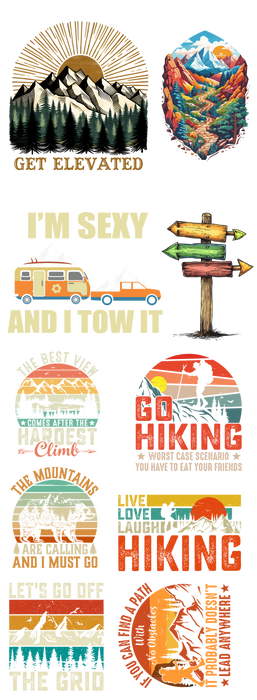 Wild Hiking - Adventure  - DTF Transfer Bundle - Ready to Press