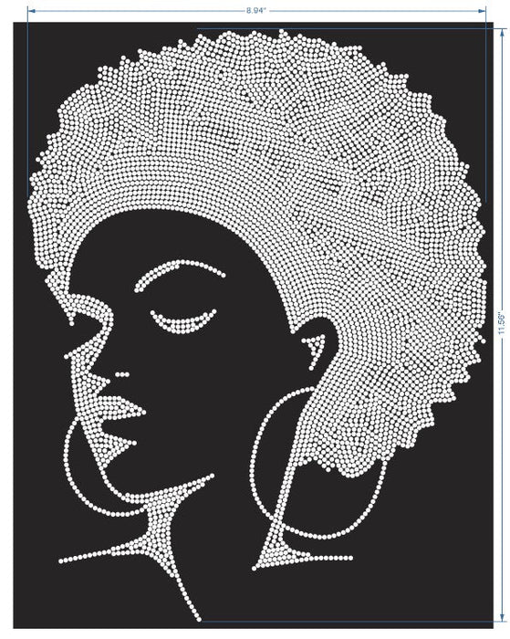 Afro Lady Rhinestone Ready to Press Design