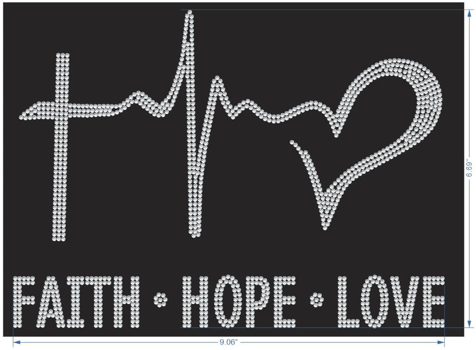 Faith Hope Love Rhinestone Design Ready to Press