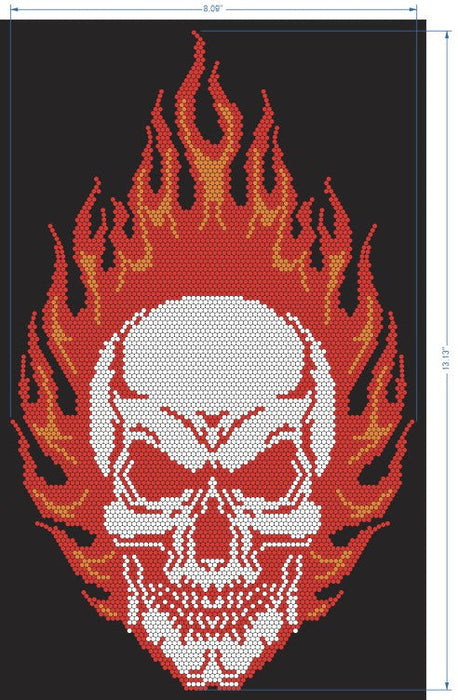 Flame Skull Rhinestone Design