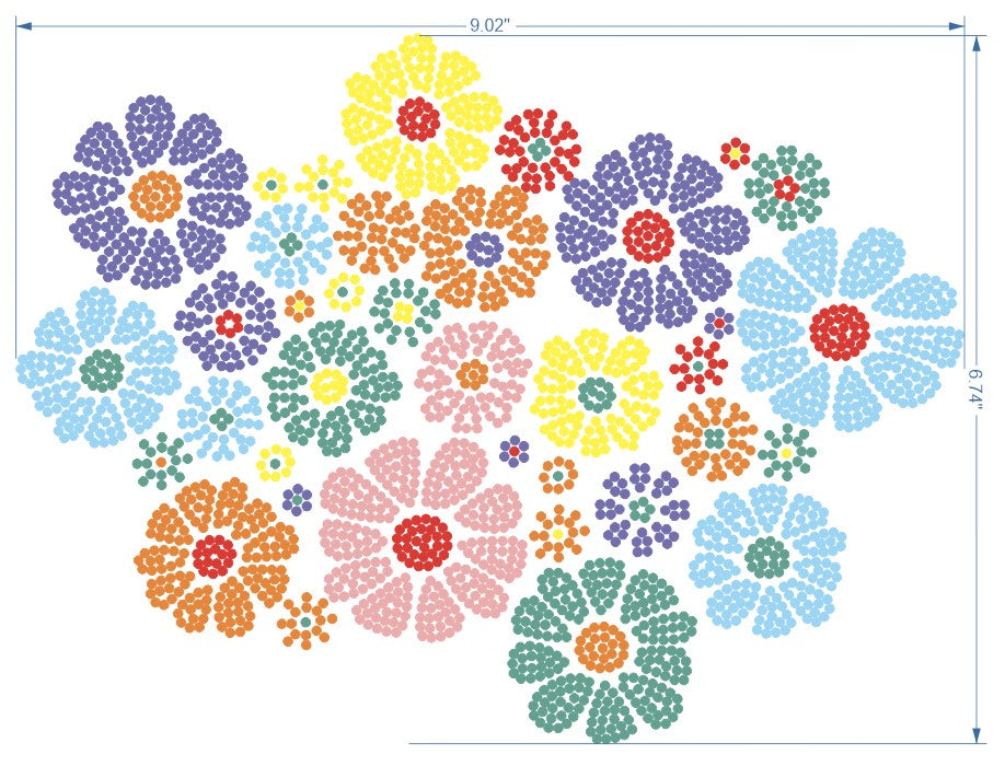 Colorful Rhinestone Flowers - Ready to Press