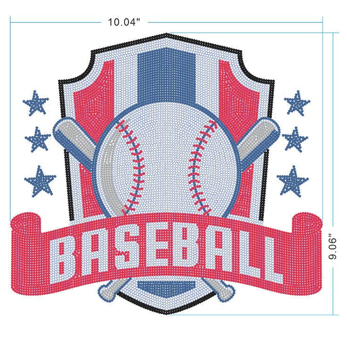 Rhinestone Ready to Press Baseball Design