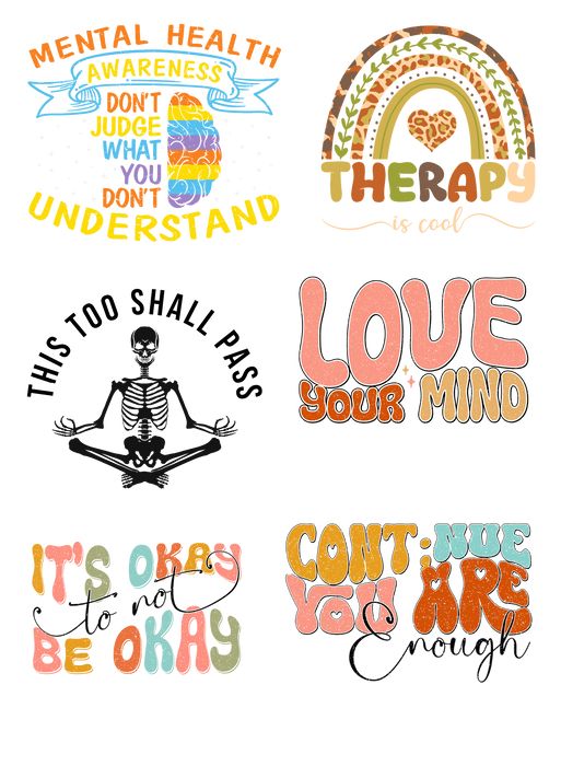 Mental Health DTF Transfer Bundle - Ready to Press