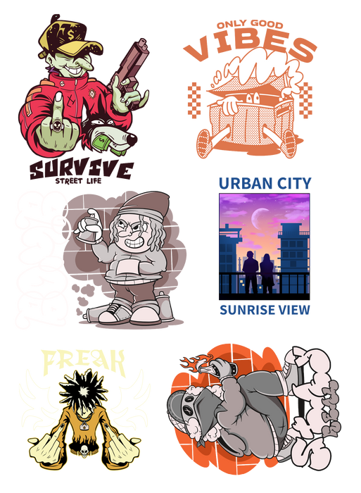 Hip-Hop Street DTF Transfer Bundle - Ready to Press