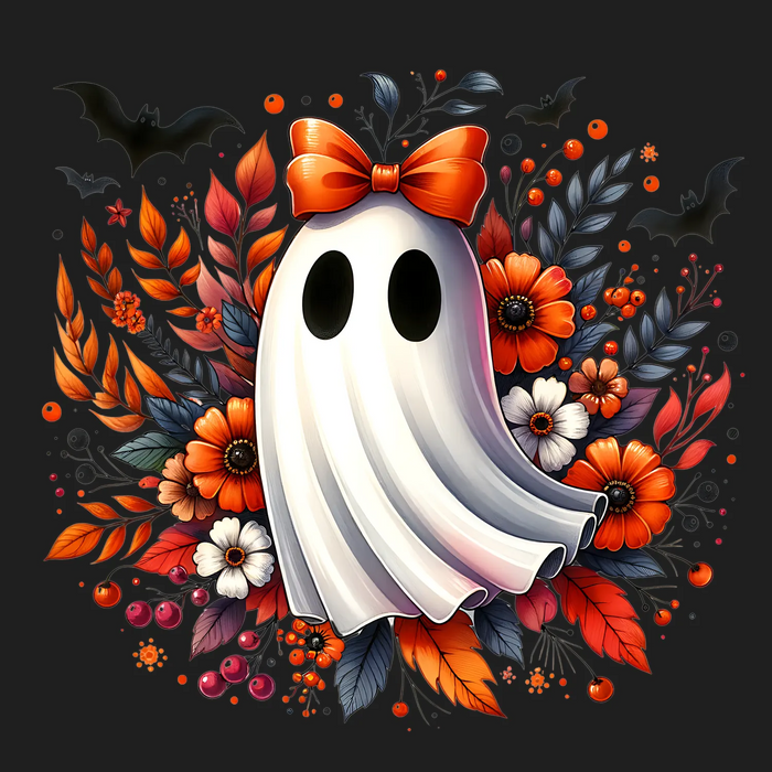 Halloween Floral Ghost DTF Transfer Ready to Press