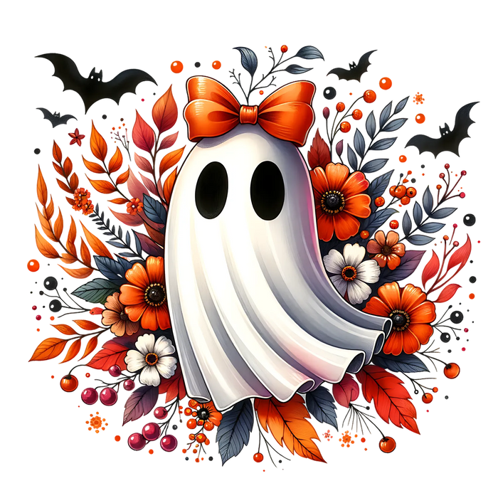 Halloween Floral Ghost DTF Transfer Ready to Press