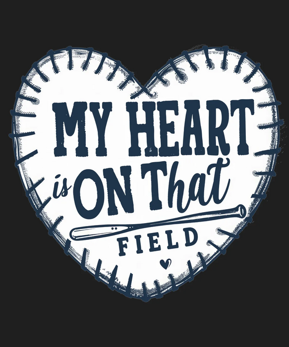Baseball Heart DTF Transfer Ready to Press