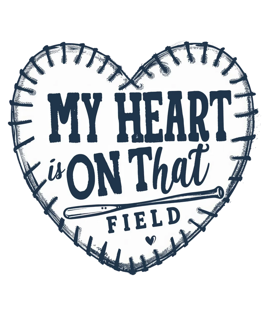 Baseball Heart DTF Transfer Ready to Press