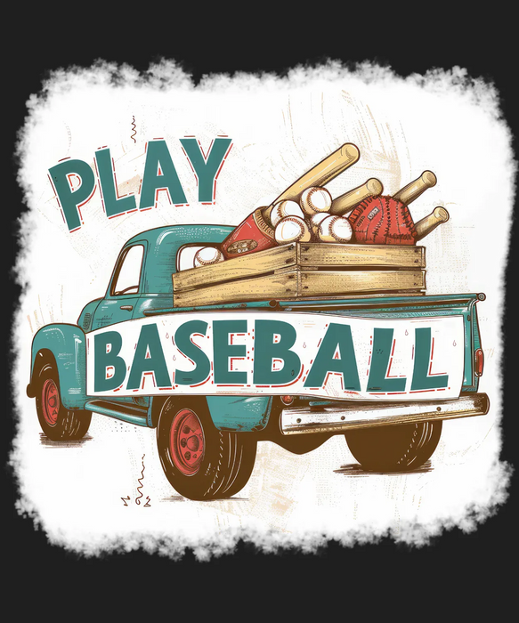 Play Baseball Vintage Truck DTF Transfer Ready to Press