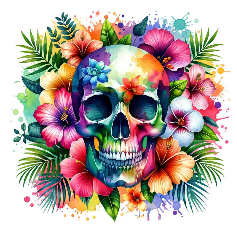 Floral Skull DTF Transfer Ready to Press