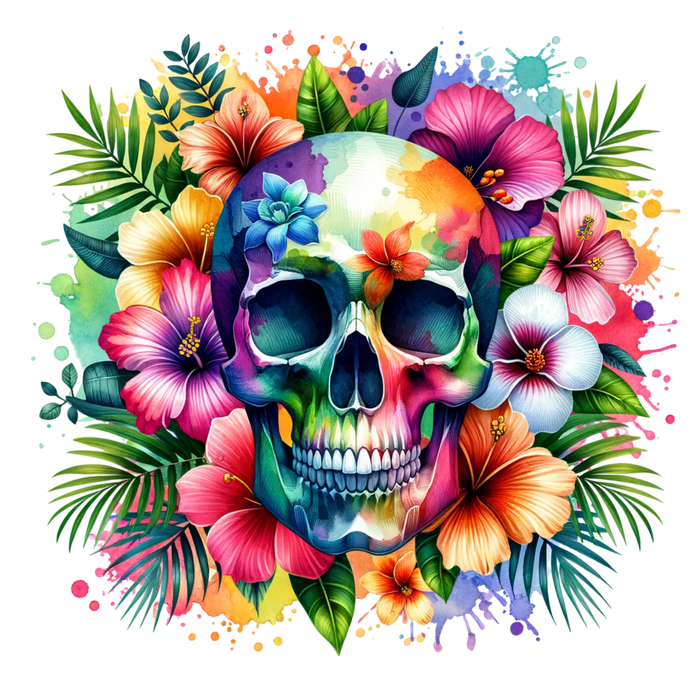 Floral Skull DTF Transfer Ready to Press