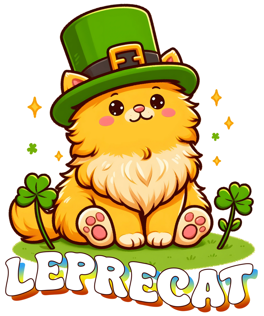 Saint Patricks Day Leprechaun Cat Design - DTF Ready To Press