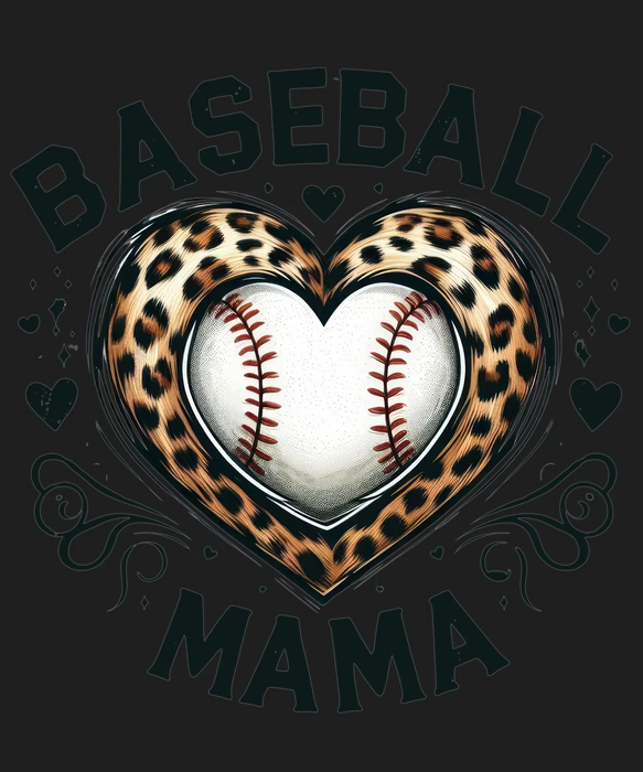 Baseball Mama Heart DTF Transfer Ready to Press