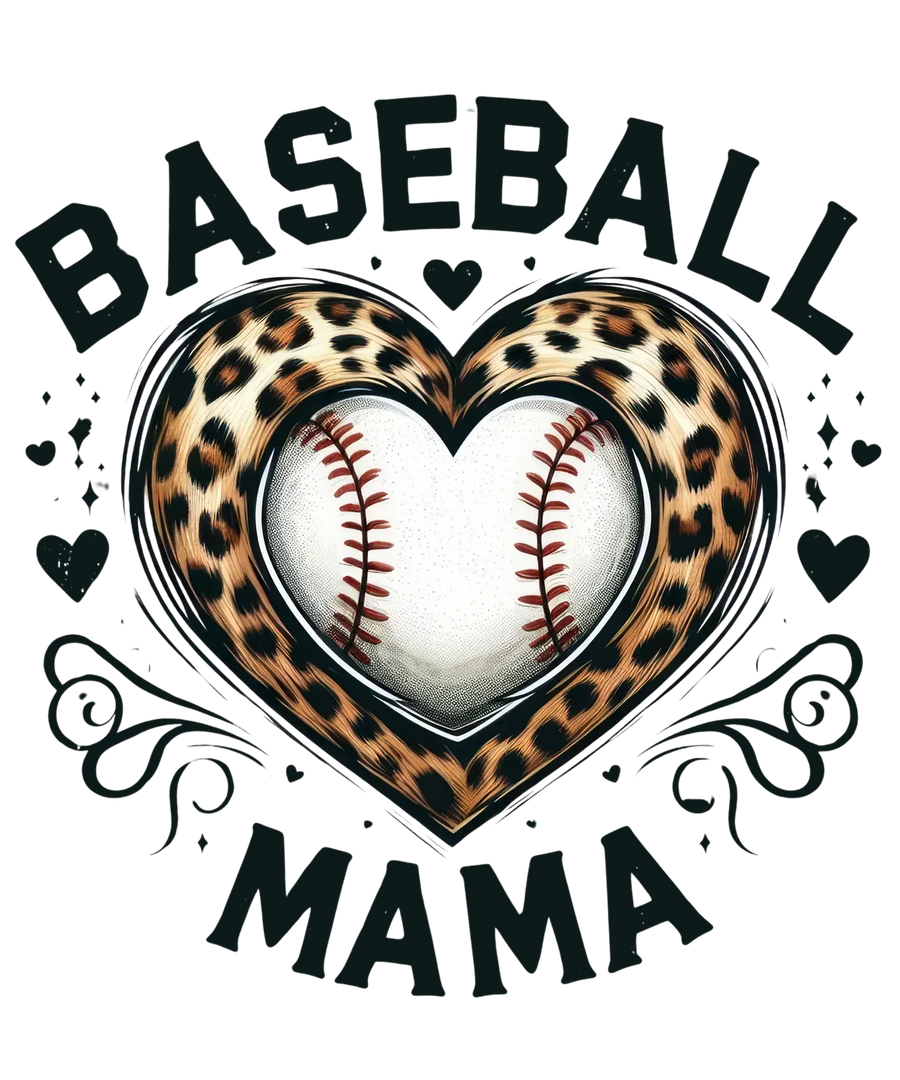 Baseball Mama Heart DTF Transfer Ready to Press