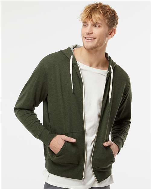 Heathered French Terry Full-Zip Hooded Sweatshirt