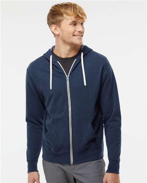 Heathered French Terry Full-Zip Hooded Sweatshirt