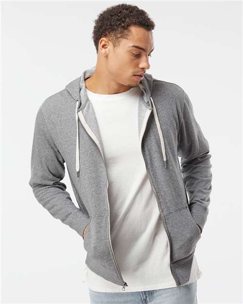 Heathered French Terry Full-Zip Hooded Sweatshirt