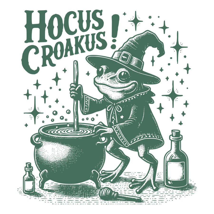 Hocus Croakus Frog Witch DTF Transfer Ready to Press