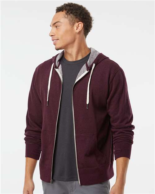 Heathered French Terry Full-Zip Hooded Sweatshirt