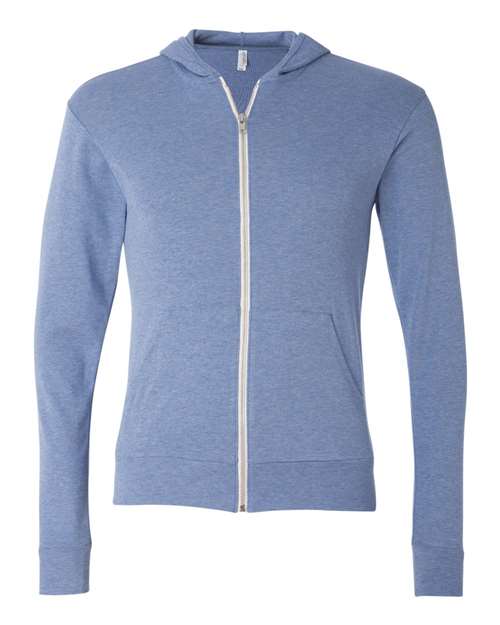 Triblend Lightweight Full-Zip Hooded Long Sleeve Tee