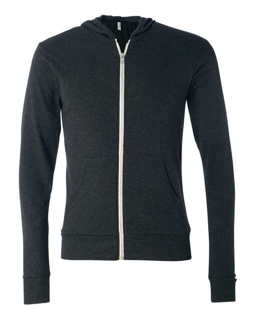 Triblend Lightweight Full-Zip Hooded Long Sleeve Tee