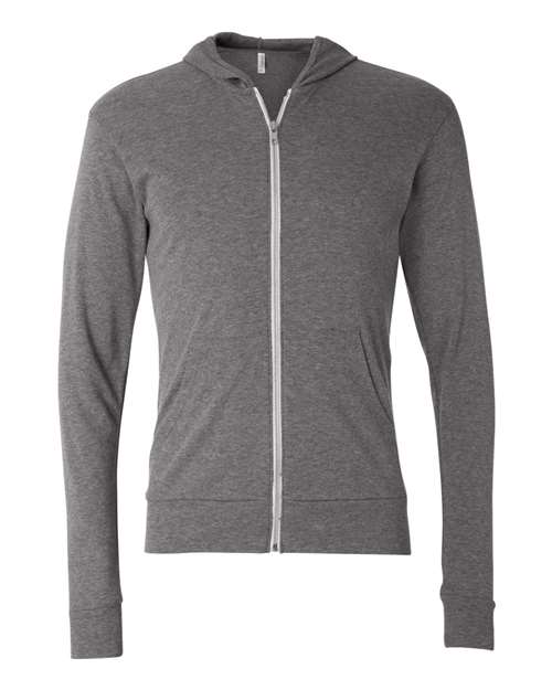 Triblend Lightweight Full-Zip Hooded Long Sleeve Tee