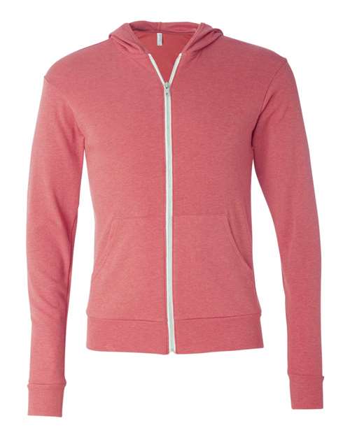 Triblend Lightweight Full-Zip Hooded Long Sleeve Tee