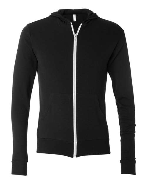 Triblend Lightweight Full-Zip Hooded Long Sleeve Tee