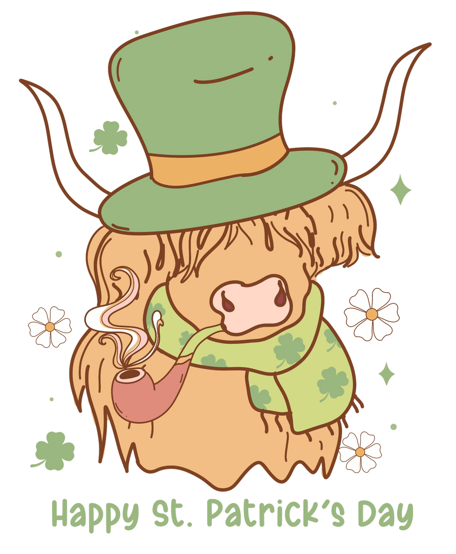 Funny Patrick's Day Cow Western Design - DTF Ready To Press