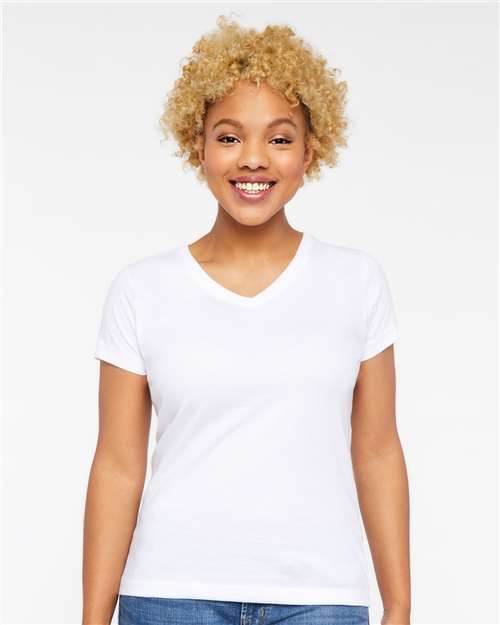 LAT - Women's Fine Jersey V-Neck Tee - S - 3507