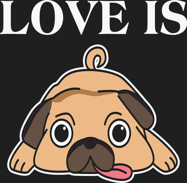 Pug Love DTF Transfer Ready to Press