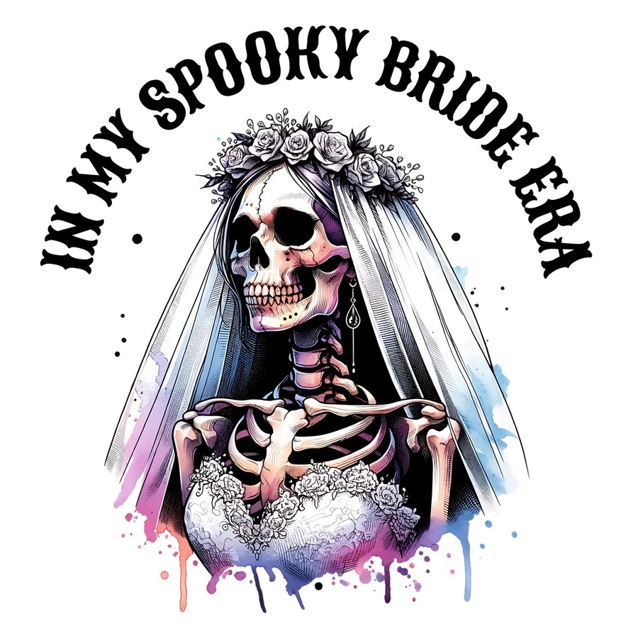 Gothic Bride Skull DTF Transfer Ready to Press
