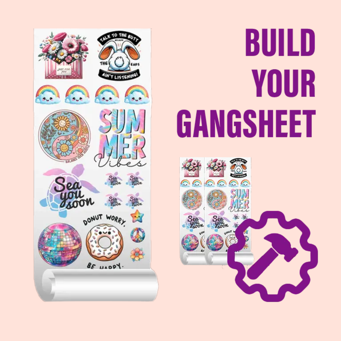 DTF gang sheet builder at DTF Center on Harry Hines, Dallas TX
