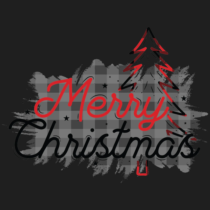 Christmas Plaid Merry Christmas DTF Transfer Ready to Press