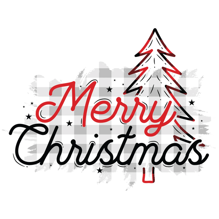 Christmas Plaid Merry Christmas DTF Transfer Ready to Press