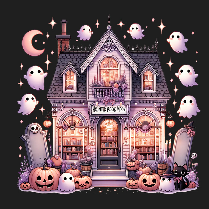 Halloween Spukbuch-Ecke DTF Transfer fertig zum Pressen