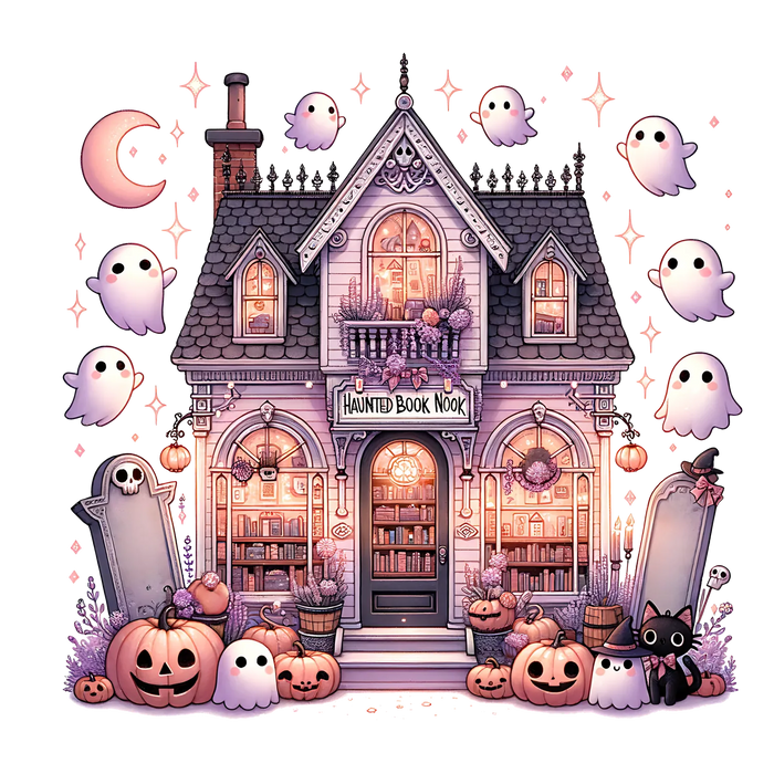 Halloween Spukbuch-Ecke DTF Transfer fertig zum Pressen