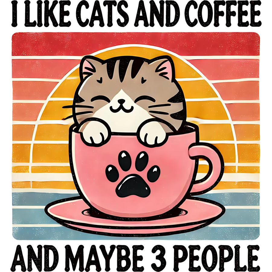 Cats and Coffee DTF Transfer Ready to Press