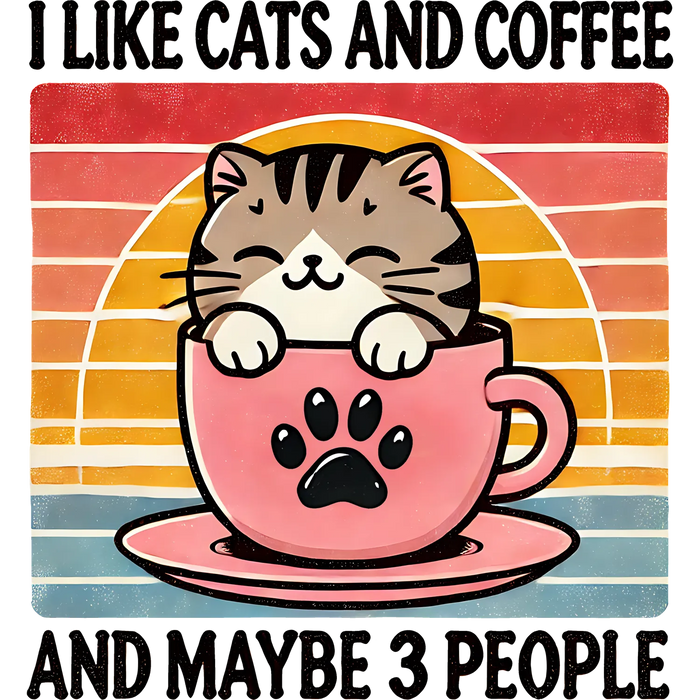 Cats and Coffee DTF Transfer Ready to Press