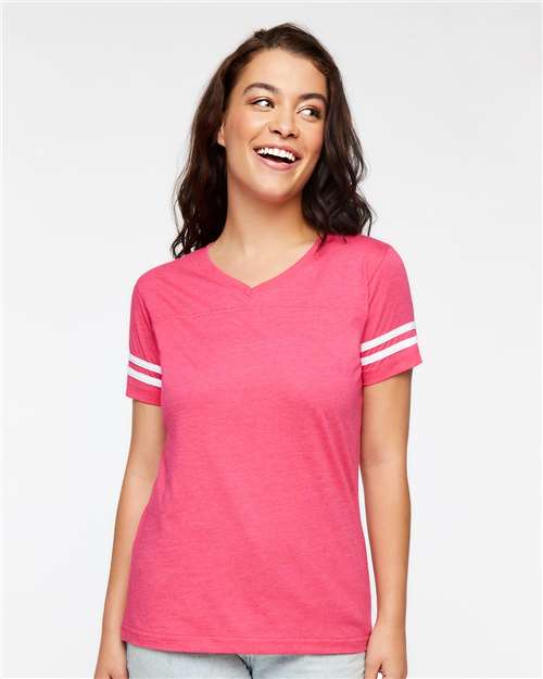 Women's Football V-Neck Fine Jersey Tee