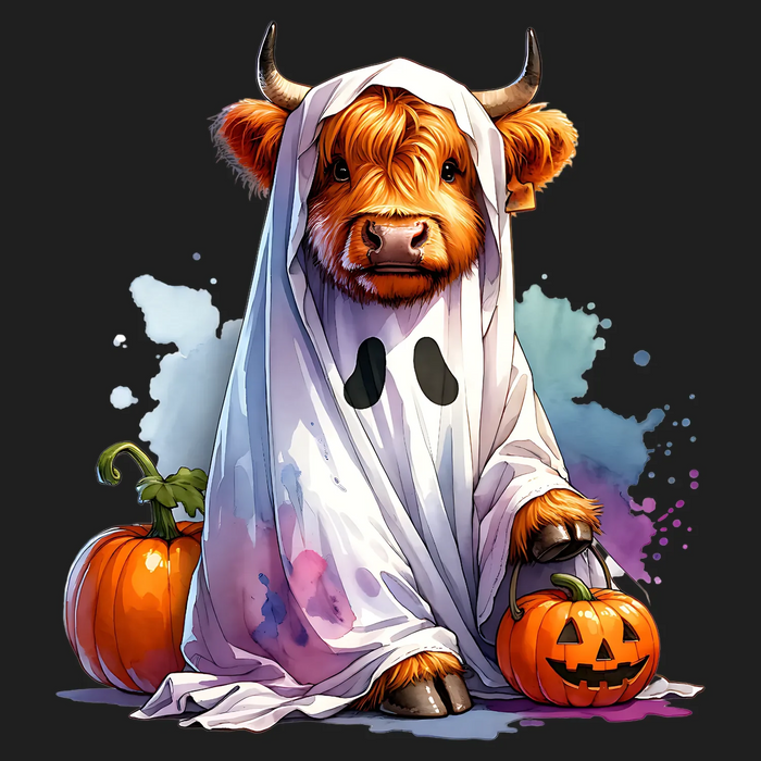Halloween-Kuh DTF-Transfer, bügelfertig