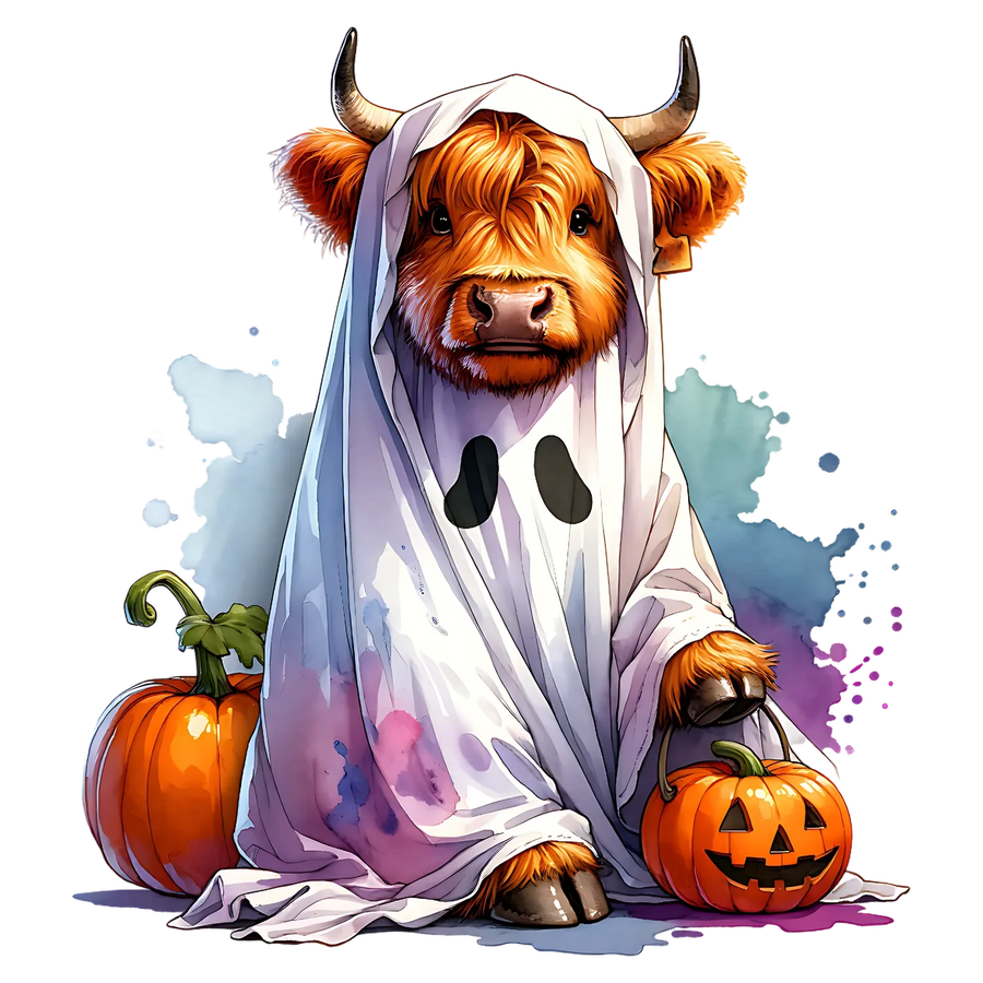Halloween-Kuh DTF-Transfer, bügelfertig