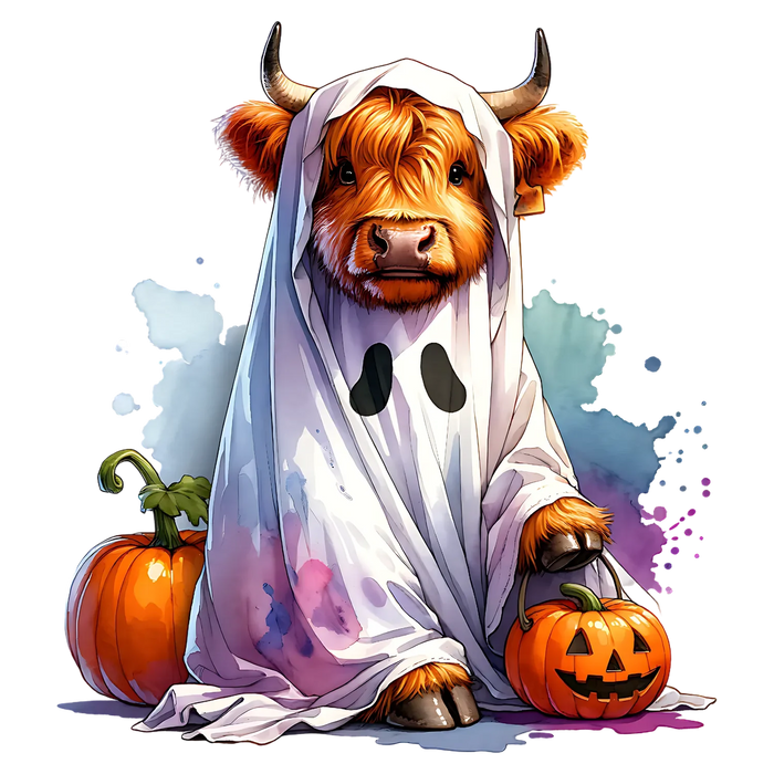 Halloween-Kuh DTF-Transfer, bügelfertig