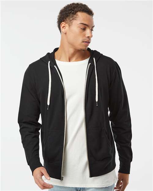 Heathered French Terry Full-Zip Hooded Sweatshirt